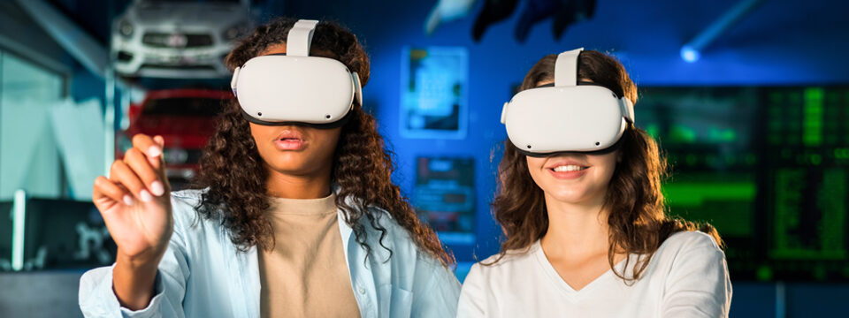 Two females using VR training